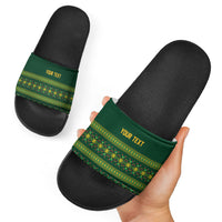 Custom Women’s Cricket Guyana Floral Series Slide Sandals Rainforest Floral Geometry Motif