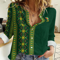 Custom Women’s Cricket Guyana Floral Series Women Casual Shirt Rainforest Floral Geometry Motif
