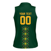 Custom Women’s Cricket Guyana Floral Series Women Sleeveless Polo Shirt Rainforest Floral Geometry Motif