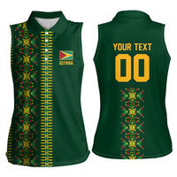 Custom Women’s Cricket Guyana Floral Series Women Sleeveless Polo Shirt Rainforest Floral Geometry Motif
