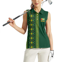 Custom Women’s Cricket Guyana Floral Series Women Sleeveless Polo Shirt Rainforest Floral Geometry Motif