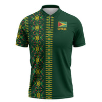 Custom Women’s Cricket Guyana Floral Series Zipper Polo Shirt Rainforest Floral Geometry Motif
