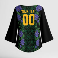 Custom Women’s Cricket Jamaica Floral Series Kimono Sleeve Blouse Lignum Vitae Hummingbirds Geometric Ethnic