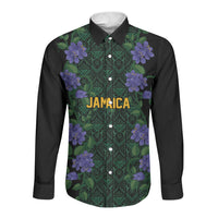 Custom Women’s Cricket Jamaica Floral Series Long Sleeve Button Shirt Lignum Vitae Hummingbirds Geometric Ethnic