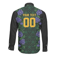 Custom Women’s Cricket Jamaica Floral Series Long Sleeve Button Shirt Lignum Vitae Hummingbirds Geometric Ethnic