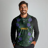 Custom Women’s Cricket Jamaica Floral Series Long Sleeve Polo Shirt Lignum Vitae Hummingbirds Geometric Ethnic