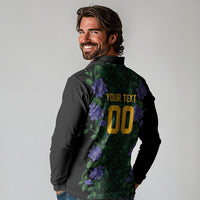 Custom Women’s Cricket Jamaica Floral Series Long Sleeve Polo Shirt Lignum Vitae Hummingbirds Geometric Ethnic