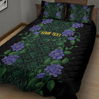 Custom Women’s Cricket Jamaica Floral Series Quilt Bed Set Lignum Vitae Hummingbirds Geometric Ethnic