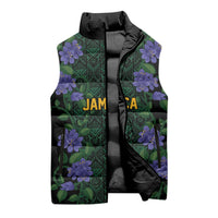 Custom Women’s Cricket Jamaica Floral Series Sleeveless Puffer Jacket Lignum Vitae Hummingbirds Geometric Ethnic