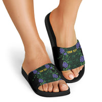 Custom Women’s Cricket Jamaica Floral Series Slide Sandals Lignum Vitae Hummingbirds Geometric Ethnic