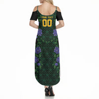 Custom Women’s Cricket Jamaica Floral Series Summer Maxi Dress Lignum Vitae Hummingbirds Geometric Ethnic