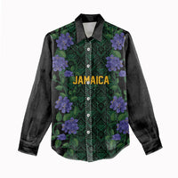 Custom Women’s Cricket Jamaica Floral Series Women Casual Shirt Lignum Vitae Hummingbirds Geometric Ethnic