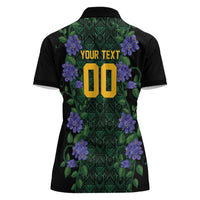 Custom Women’s Cricket Jamaica Floral Series Women Polo Shirt Lignum Vitae Hummingbirds Geometric Ethnic