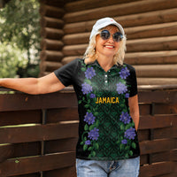 Custom Women’s Cricket Jamaica Floral Series Women Polo Shirt Lignum Vitae Hummingbirds Geometric Ethnic
