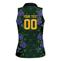 Custom Women’s Cricket Jamaica Floral Series Women Sleeveless Polo Shirt Lignum Vitae Hummingbirds Geometric Ethnic