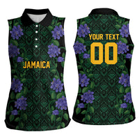 Custom Women’s Cricket Jamaica Floral Series Women Sleeveless Polo Shirt Lignum Vitae Hummingbirds Geometric Ethnic