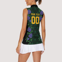Custom Women’s Cricket Jamaica Floral Series Women Sleeveless Polo Shirt Lignum Vitae Hummingbirds Geometric Ethnic
