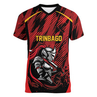 Custom Women’s Cricket Trinidad and Tobago Women V-Neck T-Shirt Caribbean Woman Knight