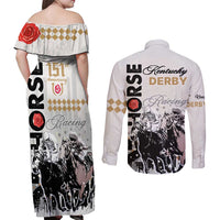 Kentucky Horse Racing Couples Matching Off Shoulder Maxi Dress and Long Sleeve Button Shirts 151st Anniversary The Run For The Roses LT9