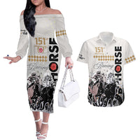Kentucky Horse Racing Couples Matching Off The Shoulder Long Sleeve Dress and Hawaiian Shirt 151st Anniversary The Run For The Roses LT9