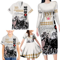 Kentucky Horse Racing Family Matching Long Sleeve Bodycon Dress and Hawaiian Shirt 151st Anniversary The Run For The Roses LT9