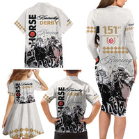Kentucky Horse Racing Family Matching Long Sleeve Bodycon Dress and Hawaiian Shirt 151st Anniversary The Run For The Roses LT9