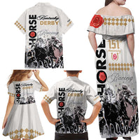 Kentucky Horse Racing Family Matching Off Shoulder Maxi Dress and Hawaiian Shirt 151st Anniversary The Run For The Roses LT9