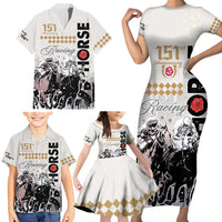 Kentucky Horse Racing Family Matching Short Sleeve Bodycon Dress and Hawaiian Shirt 151st Anniversary The Run For The Roses LT9