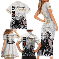 Kentucky Horse Racing Family Matching Short Sleeve Bodycon Dress and Hawaiian Shirt 151st Anniversary The Run For The Roses LT9
