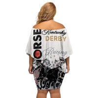 Kentucky Horse Racing Off Shoulder Short Dress 151st Anniversary The Run For The Roses LT9