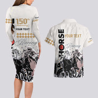 Personalised Kentucky Horse Racing Couples Matching Long Sleeve Bodycon Dress and Hawaiian Shirt 151st Anniversary The Run For The Roses LT9