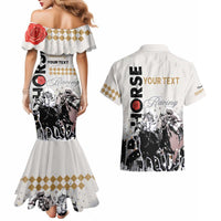 Personalised Kentucky Horse Racing Couples Matching Mermaid Dress and Hawaiian Shirt 151st Anniversary The Run For The Roses LT9