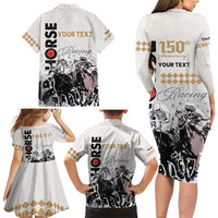 Personalised Kentucky Horse Racing Family Matching Long Sleeve Bodycon Dress and Hawaiian Shirt 151st Anniversary The Run For The Roses LT9