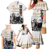Personalised Kentucky Horse Racing Family Matching Mermaid Dress and Hawaiian Shirt 151st Anniversary The Run For The Roses LT9
