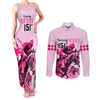Kentucky Horse Racing Couples Matching Tank Maxi Dress and Long Sleeve Button Shirts 151st Anniversary Sporting Art Pink Version LT9