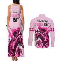 Kentucky Horse Racing Couples Matching Tank Maxi Dress and Long Sleeve Button Shirts 151st Anniversary Sporting Art Pink Version LT9