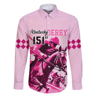 Kentucky Horse Racing Family Matching Off Shoulder Maxi Dress and Hawaiian Shirt 151st Anniversary Sporting Art Pink Version LT9