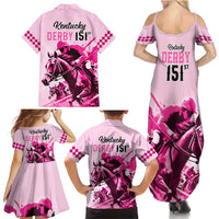 Kentucky Horse Racing Family Matching Summer Maxi Dress and Hawaiian Shirt 151st Anniversary Sporting Art Pink Version LT9
