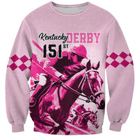 Kentucky Horse Racing Sweatshirt 151st Anniversary Sporting Art Pink Version LT9