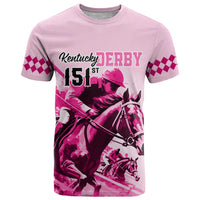 Kentucky Horse Racing T Shirt 151st Anniversary Sporting Art Pink Version LT9