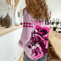 Kentucky Horse Racing Women Casual Shirt 151st Anniversary Sporting Art Pink Version LT9