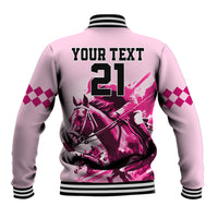 Personalised Kentucky Horse Racing Baseball Jacket 150th Anniversary Sporting Art Pink Version LT9 - Wonder Print Shop