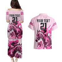 Personalised Kentucky Horse Racing Couples Matching Puletasi Dress and Hawaiian Shirt 150th Anniversary Sporting Art Pink Version LT9 - Wonder Print Shop