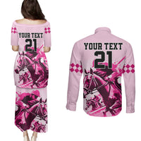 Personalised Kentucky Horse Racing Couples Matching Puletasi Dress and Long Sleeve Button Shirts 150th Anniversary Sporting Art Pink Version LT9 - Wonder Print Shop