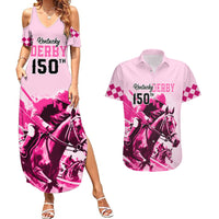 Personalised Kentucky Horse Racing Couples Matching Summer Maxi Dress and Hawaiian Shirt 150th Anniversary Sporting Art Pink Version LT9 - Wonder Print Shop