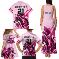 Personalised Kentucky Horse Racing Family Matching Tank Maxi Dress and Hawaiian Shirt 150th Anniversary Sporting Art Pink Version - Wonder Print Shop