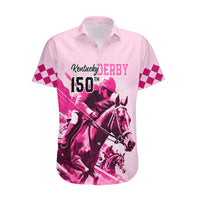 Personalised Kentucky Horse Racing Hawaiian Shirt 150th Anniversary Sporting Art Pink Version - Wonder Print Shop