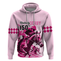 Personalised Kentucky Horse Racing Hoodie 150th Anniversary Sporting Art Pink Version - Wonder Print Shop