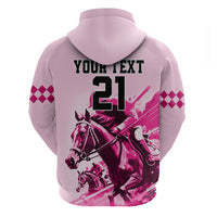 Personalised Kentucky Horse Racing Hoodie 150th Anniversary Sporting Art Pink Version - Wonder Print Shop