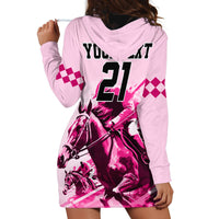 Personalised Kentucky Horse Racing Hoodie Dress 150th Anniversary Sporting Art Pink Version - Wonder Print Shop